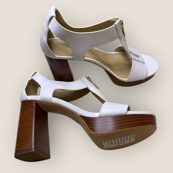 Michael Kors Berkley Leather Block-Heel Sandals – White, Size 9M (NWOB) - Picture 7 of 10